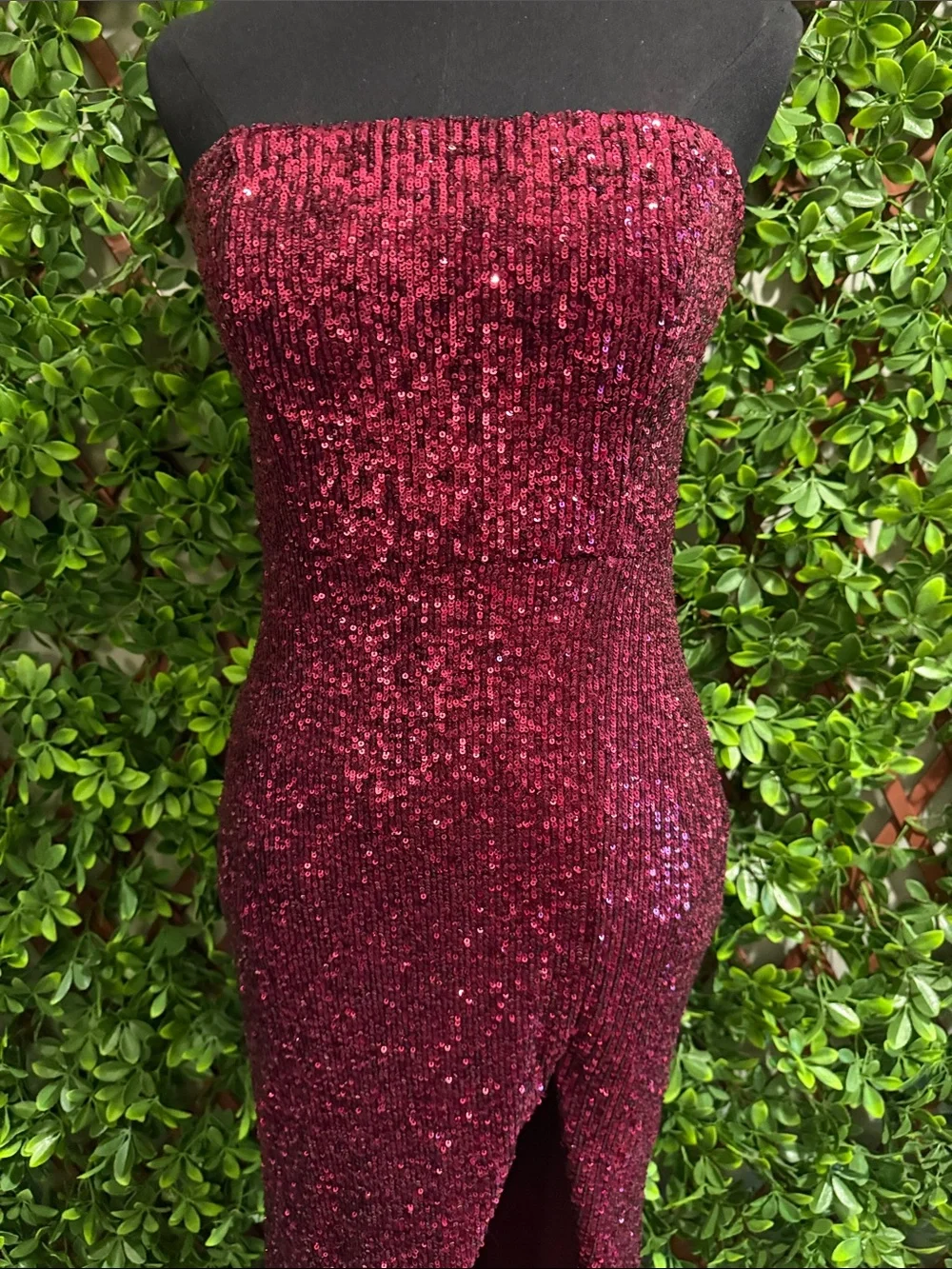 Lavish Lover Wine Red Strapless Sequin Maxi Dress - Picture 6 of 15
